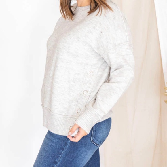 Pink Lily side button sweater - Picture 1 of 4